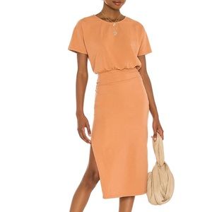 Shirred waist midi dress